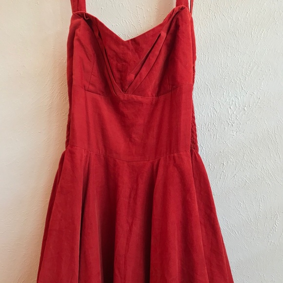 red vintage style corduroy dress - Picture 7 of 13